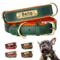 卍❡✼ Customized Leather ID Nameplate Dog Collar Soft Padded Dogs Collars Free Engraving Name for Small Medium Large Dogs Adjustable