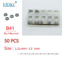 ERIKC B41คอมมอนเรลดีเซลหัวฉีดปรับปะเก็น Shims 50ชิ้นและวาล์วควบคุมปรับเครื่องซักผ้าขนาด1.11-1.20มม.