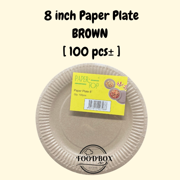 FOODBOX 8 inch Paper Plate ( 100pcs± ) MUDA Disposable Paper Plate/ Party Plate / Pingan