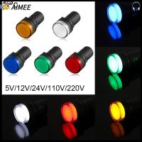 AIMEE 1Pc รถยนต์ รถตู้ เรือ พลัง 5V 12V 24V 110V 220V แผงเมาท์ 22mm ไฟ LED แสดงสถานะนำร่อง ไฟสัญญาณ