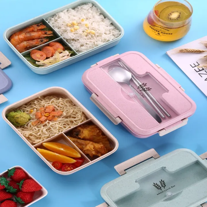 DS999 Lunch Box with Utensils health Bento Assurance Wheat Straw ...