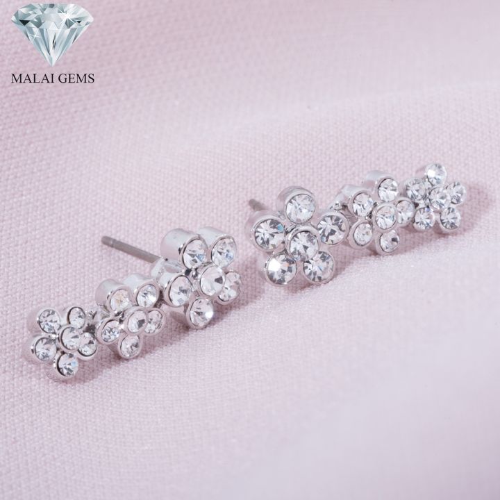 malai-gems-ต่างหูเพชร-เงินแท้-silver-925-เพชรสวิส-cz-เคลือบทองคำขาว-รุ่น21004780-แถมกล่อง-ต่างหูcz-ต่างหูเงินแท้