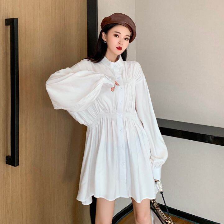 hot-dt-new-loose-irregular-design-waist-closed-collar-lazy-sleeve-dress