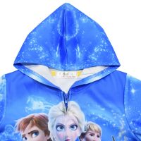 เสื้อแจ็คเก็ต เสื้อกันหนาวเด็กผู้หญิง Frozen สีฟ้า รูดซิป มีหมวก(ฮู้ด)