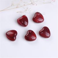 Doreen Box 10 PCs Wine Red Heart Acrylic Beads Marble Effect for DIY Jewelry Making Beads Findings 14x14mm Hole: Approx 2.2mm