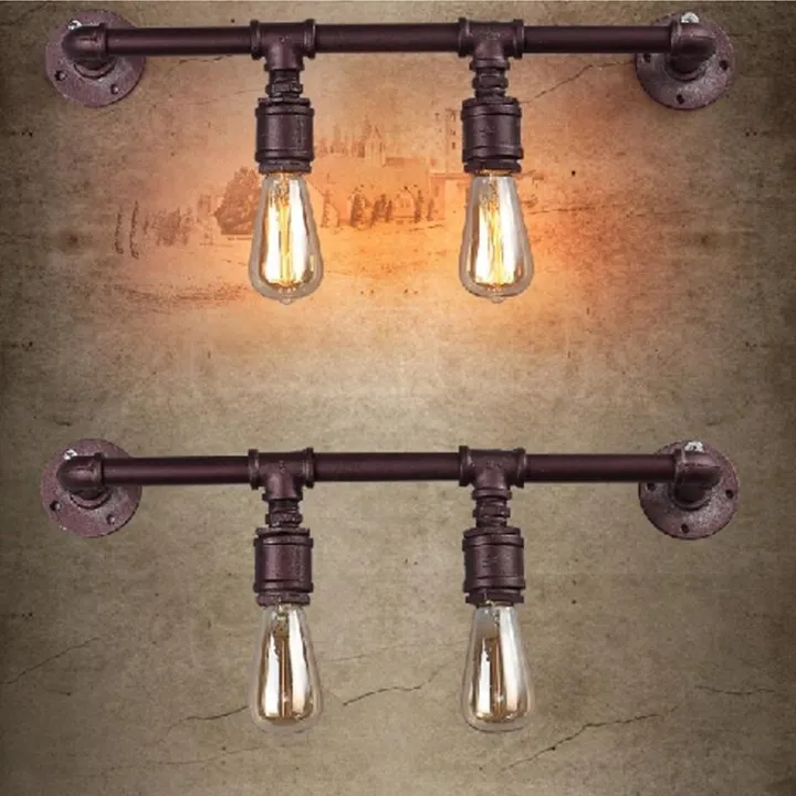 2 Head Industrial Pipe Wall Light, Loft Style Living, Water Pipe Wall