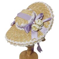 Japanese Lolita Sweet Straw Sun Hat Lace Ribbon Bow Wide Brim Tea Party Flat Cap