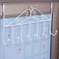 Non-perforated Iron Art Back Door Hanger Multi-function Clothes Hat Bag Hanger With 7 Hooks Bathroom Kitchen Towel Door Hooks