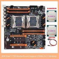 X99 Dual CPU Motherboard Dual Motherboard Support LGA2011-3 CPU Support DDR4 ECC Memory Desktop Motherboard+2XE5 2609 V3 CPU+Switch Cable