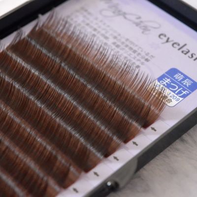 QSTY Brown Eyelash 12 Rows Natural Soft Mink Eyelashes Extension Fuax lashes For Individual High Quality Makeup Cilia Wholesale Cables Converters