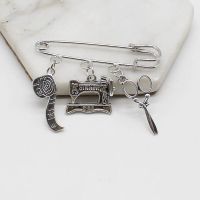 【YF】✹◙  Fashion creative sewing machine brooch seamstress tape measure elegant designer gift brooch