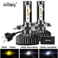 2Pcs Car Led H7 H4 Running Headlights Bulb Canbus H1 H3 H11 H13 HB3 HB4 1860 Chips 6500K 4500K 3000K 80W 20000 LM Auto Fog Lamp