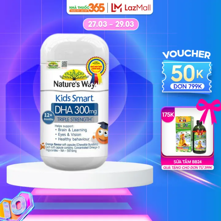 Viên Nhai Nature’s Way Kids Smart DHA 300mg Triple Strength Tăng Cường Sự Phát Triển Của Trẻ 50 Viên – NATURE’S WAY ,SKU : 1604611625_VNAMZ-7668771556 >>>🇻🇳 Top1Vietnam 🛒>>> lazada.vn 🇻🇳🇻🇳🇻🇳🛒🛍🛒