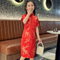 2023เด็กใหม่ Cheongsam พลัมดอกไม้น่ารักฤดูร้อนชุดวินเทจสไตล์จีนแบบดั้งเดิมเด็กสาว Dresses