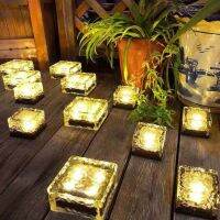 NEWMINE  LED โซล่าเซลล์สวน Solar Light Outdoor Waterproof โคมไฟสนามหญ้า Green Solar Ice Brick Stair Lamp ไฟอัตโนมัติ โคมไฟสนามหญ้า for House