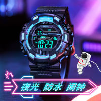 Jam Tangan Elektronik นาฬิกาผู้ชาย,นาฬิกาข้อมือนักเรียนกีฬามัลติฟังก์ชั่นกันน้ำนาฬิกาปลุกเรืองแสงกลางแจ้งมัธยมต้นนักเรียนมัธยมปลายประกันคุณภาพ