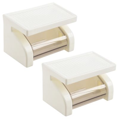 2X Waterproof Toilet Paper Holder Tissue Roll Stand Box with Shelf Rack Bathroom