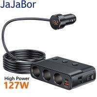 สวิตช์แยกเต้ารับที่จุดบุหรี่รถ Jajabor สวิตช์แยก7พอร์ต QC3.0 18W PD 30W อะแดปเตอร์ไฟสูงอิสระชาร์จเร็ว127W