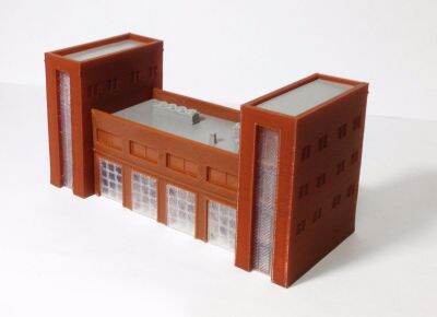 Outland Models Fire / Police Headquarter with 4-Bay Garage Z Scale Train Railway