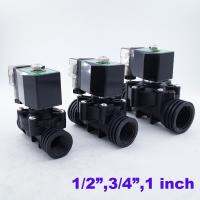 hot【DT】 0-10bar 2 way Plastic solenoid valve 1/2  3/4 1 inch Orifice 15/20/25mm normal close acting water 220V 24V 12V