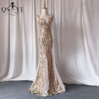 QSYYE Gold Evening Dresses Mermaid Long Prom Gown Glitter Sequin Party Dress Sweetheart Golden Formal Gown Sparkle Woman Dress