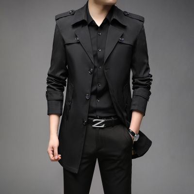 New Spring Men Trench Fashion England Style Long Trench Coats Mens Casual Outerwear Jackets Windbreaker nd Mens Clothing 2022