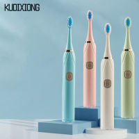 KUDIXIONG แปรงสีฟันไฟฟ้าผู้ใหญ่สั่นนุ่มแปรงขนสังเคราะห์อัตโนมัติอัลตราโซนิก