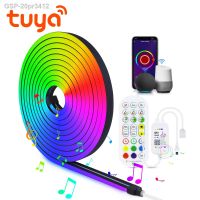 ♦20pr3412 Tuya RGB Strip WiFi โคมไฟ DIY เพลงซิงค์ไฟด้านหลังทีวีห้องนอน Hiasan Kamar Preto