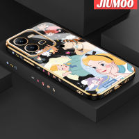 เคส JIUMOO สำหรับ Vivo V25 5G V25 Pro 5G V25E X80 Lite S15 Pro 5G เคสลายสโนว์ไวท์ใหม่เคสขอบสี่เหลี่ยมพื้นผิวชุบพื้นผิวซิลิก้าเจลกันกระแทกเคสมือถือรวมเลนส์กล้องถ่ายรูปฝาครอบป้องกัน