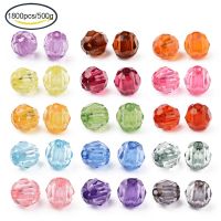 500g Transparent Acrylic Beads Faceted Round Cerise 8mm Hole: 1.5mm about 1800PCS/500g Beads