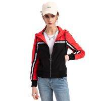 Patchwork Design Women Casual Hooded Jacket Waterproof Female Trench Coats Outdoor Wear