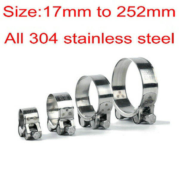 5pcs 304 Stainless Steel Heavy Duty Hose Clamp Clip Circular Pipe Clamp