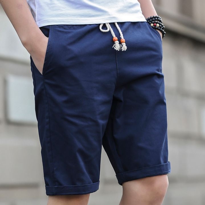 men-plain-cotton-shorts-seluar-pendek-elastic-waist-casual-short-pants-budak-lelaki-seluar-m-5xl
