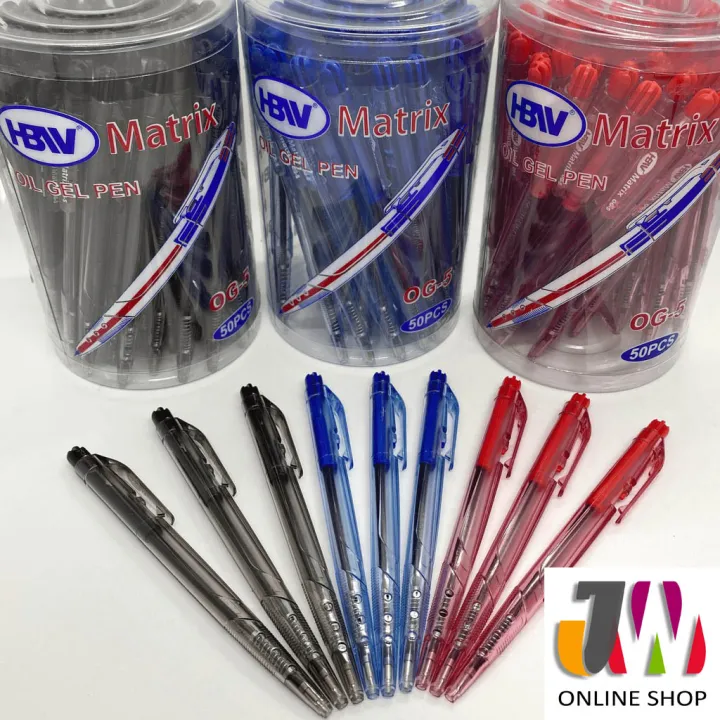 HBW Matrix Retractable Ballpens Black,Blue,Red 50 Pcs | Lazada PH