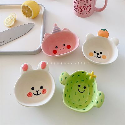 Cute Piggy Matte 4 Cartoon Ceramic Dip Bowl Korean Style Rabbit Dipping Sauce Dish Baby Food Supplement
