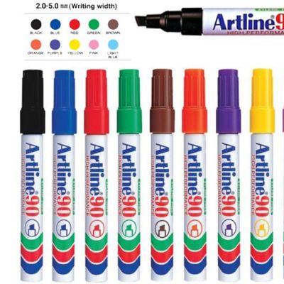 Artline ปากกาเคมี มาร์เกอร์ลบไม่ได้ กันน้ำ2-5มม หัวตัด อาร์ทไลน์ EK-90-มี7สี