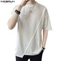 ♂✳ஐ 2071 Incerun เสื้อยืด แขนยาว ทรงไม่สมมาตร สําหรับผู้ชาย