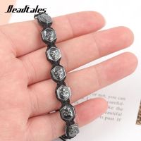 【cw】 Beadtales 18-26cm Adjustable Hexagonal Skull Hematite Bracelet For Men Women Essential Oils Diffuser Natural stone Beads Chain ！