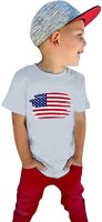 USA Flag Toddler Kids Baby Girls Boys 4 of July Summer Short Sleeve Independence Day T Shirt Tee Tops Boy Tee (Grey, 1 Year)