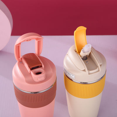 350ML480ML Simple Fashionable Straw Cup 316 Stainless Steel Vacuum Mug Candy Color Thermo Flask Coffee Cup Gift Drinking Cup