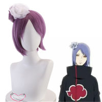 Anime Akatsuki Konan Purple Wig Cosplay Heat Resistant Hair Wig Cap Hair Accessory Halloween Party Role Play Props