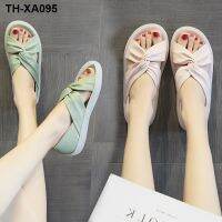 ?┇™☬ Sandals womens summer soft bottom non-slip pregnant shoes two Roman tendon lazy flat jelly slippers