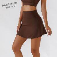 DANCEFISH 2023 New Women Chic Slit Design Short Pantskirt Outdoor Training Fitness Daily Wear Sportwear Yoga Dance Tennis Skirts