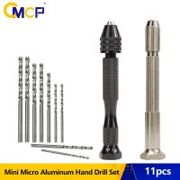 11pcs Mini Micro Aluminum Hand Drill With Keyless Chuck HSS Twist Drill Bit Woodworking Drilling Rotary Tools Hand Drill Manual Exterior Mirrors