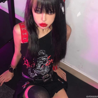 เสื้อยืด goth subculture babes millennium Y2K vintage vest เสื้อกล้าม suspender slanted shoulder color black red Korean version summer p3482