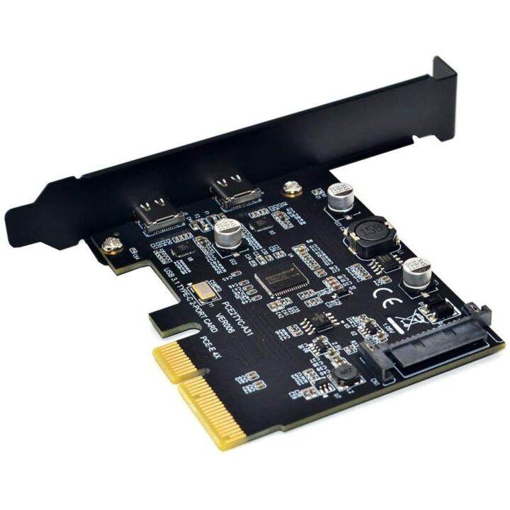 pci-e-pci-4x-ต่อ-usb-3-1-gen-2-10-gbps-2-port-type-c-การขยายการ์ด-asm3142ชิปเชื่อมต่อ15พินสำหรับอะแดปเตอร์-fjk3825ของ-windows-linux