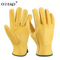 OZERO Leather Gloves Men Cowhide Heavy Duty Safety Driver Working Welding Mechanic 1003