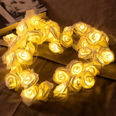 ◐❍☑ USB/Battery Operated 10/20/40 LED Rose Flower String Lights Artificial Flower Bouquet Garland for Valentines Day Wedding Party