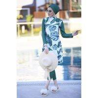 hotx 【cw】 Muslim Swimwears Printed Stretch Cover Hijab Sleeves Sport swimming Togs 3pcs Lslamic Burkinis Wear Bathing