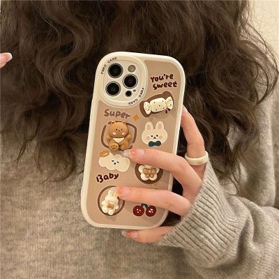 เคส Candy Little Bear แบบสเตอริโอสำหรับ iPhone13 Promax เคสโทรศัพท์รูปไข่สีน้ำตาลสำหรับ iPhone12Pro กรณีโทรศัพท์การ์ตูนน่ารักสำหรับ iPhone11 ซิลิโคนป้องกันการตกสำหรับ iPhone XR
